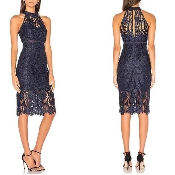 Bardot Sophia Navy Blue Lace Dress